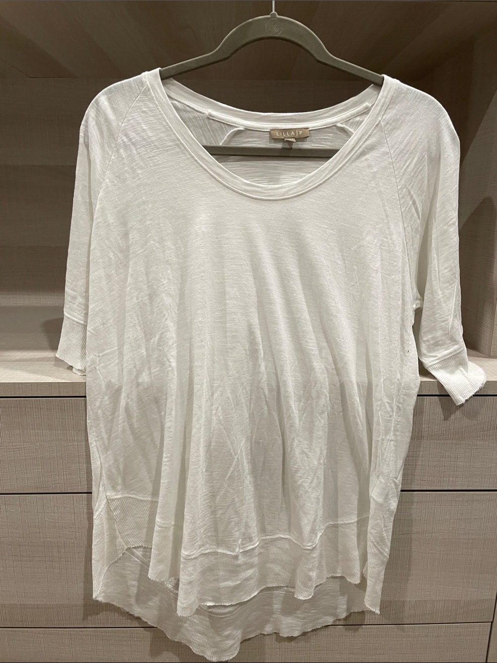 Lilla P White Relaxed Scoop Neck Short Sleeve Top
